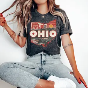 Retro Ohio State T Shirt, Ohio Lover Gift T Shirt, Ohio State Map Tee, Ohio Travel Gifts, Ohio Home, Full Colors, Full Sizes, For Men, For Women