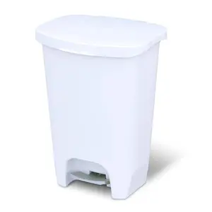 Glad Kitchen Trash Can with Lid, Foot Pedal and Garbage Bag Rings, 13 Gal, White