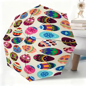 Colorful Easter egg patterned waterproof folding umbrella, suitable for both men and women, portable and suitable for travel and daily use.