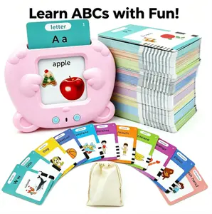 Words Alphabet Talking Flash Cards for 3-8 Years Toddlers, Educational Learning Interactive Toy for Boys Girls Kids Birthday Gifts, Preschool Montessori Speech Therapy Autism Toys Pink