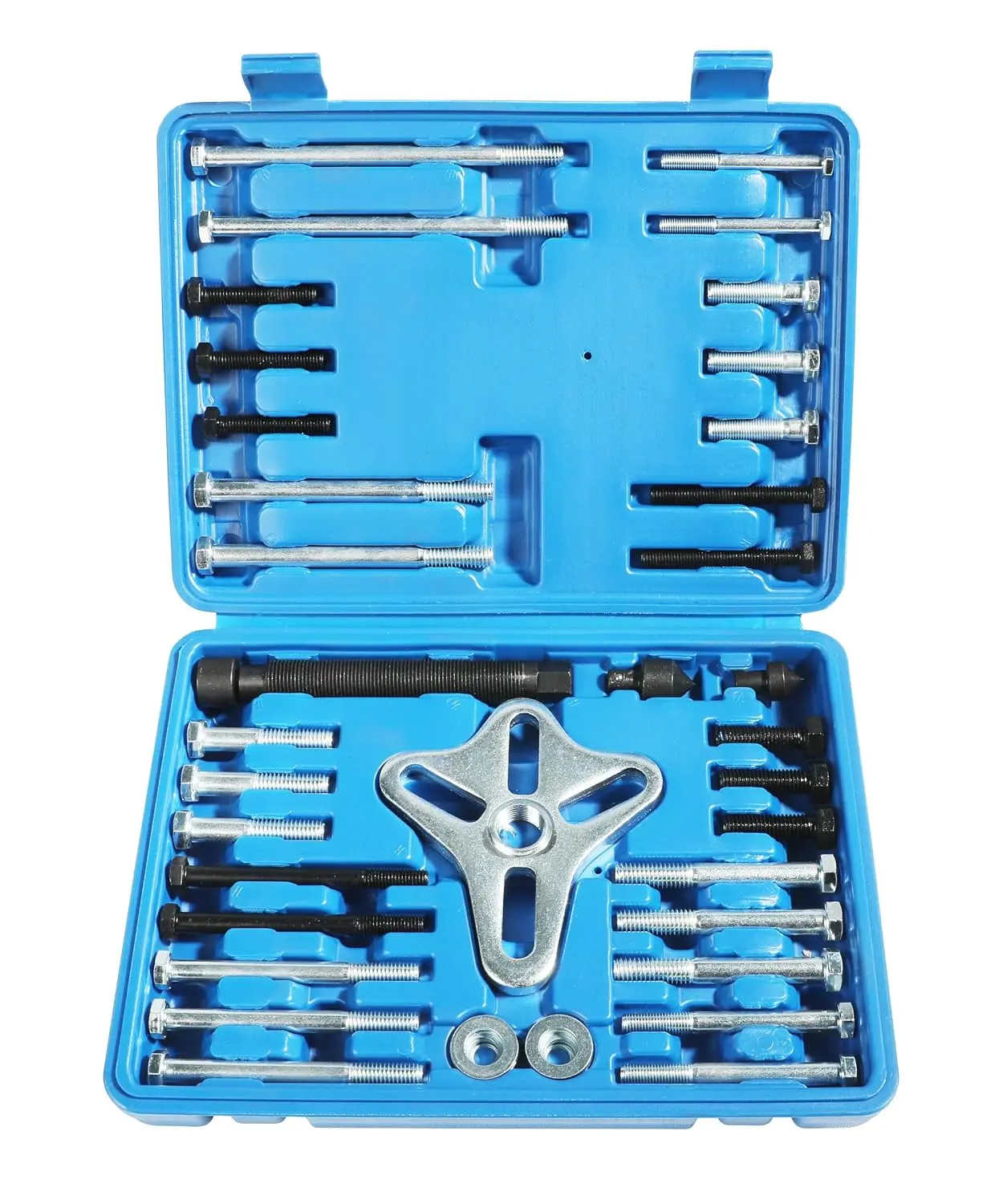 Zlirfy 46pcs Harmonic Balancer Puller Set,Flange Type Gear and Crank Puller,Power Steering Pulley Puller Installer Tool Set,Use with Harmonic Balancers,Crankshaft Pulleys and Gears