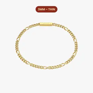 JAXXON - Figaro Bracelet - 3mm - Gold -Box Clasp