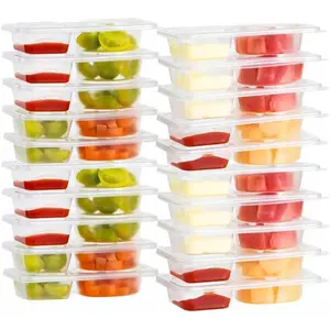 20 Sets  Snack Containers with ,2 Compartment Plastic Containers for Pack Snacks,snack containers - Lightweight and Stackable, Microwaveable,refrigerator safe