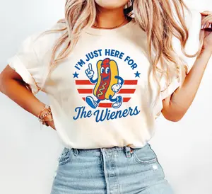 4th of July Just Here For The Wieners Shirt, Funny Hot Dog Shirt, Independence Day USA Gift, Retro America Patriotic Weenies Shirt, Fourth Of July Tee