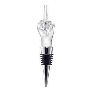 Unique Wine Bottle Stopper - Funny Wine Cork Beverage Bottle Sealer, Middle Finger Shaped Gag Gift For Wine Connoisseur & Lover, Reusable Glass Sealing Plug, Silicone Bottle Cap For Him, Her