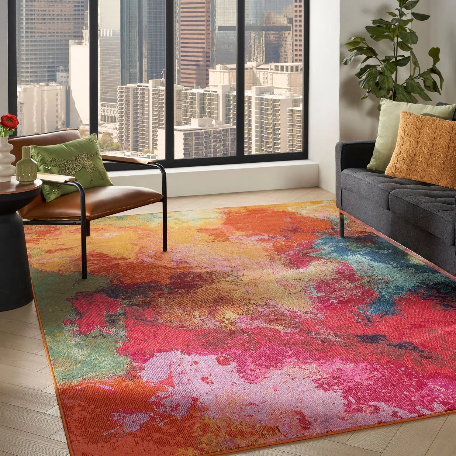 Nourison Celestial Palette Area Rug - Modern Abstract, Brightly Colored Flow Art Home Decor Rug for Living Room, Brightly Colored Flow Art Area Rugs