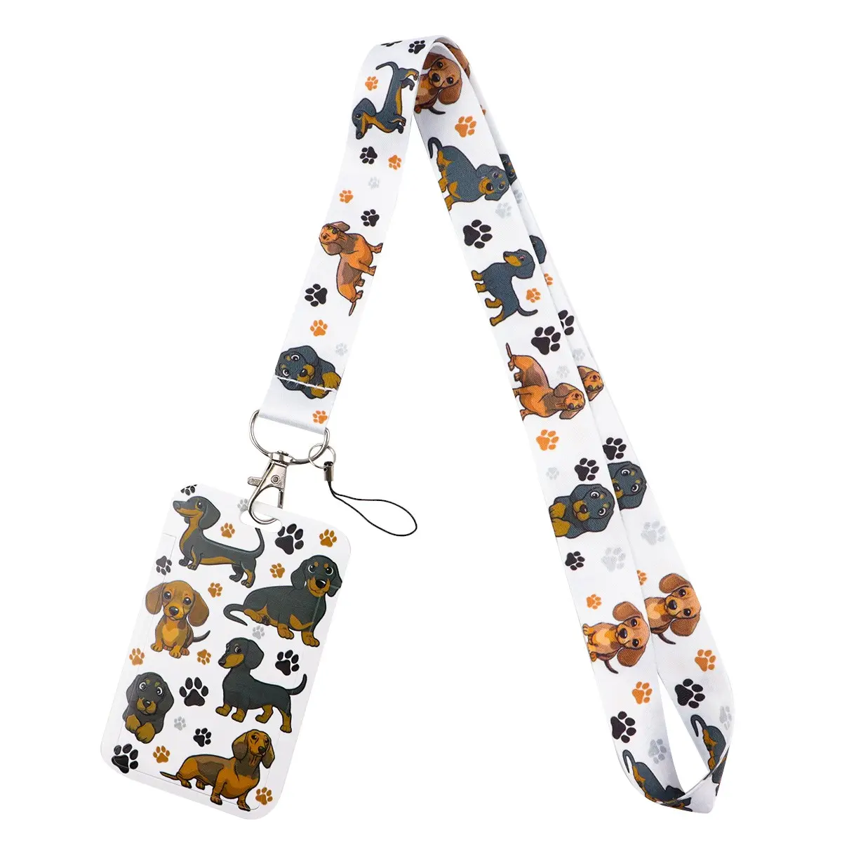 Cute Dachshund Dog Pattern Neck Strap Women Men Lanyard for Keys Keychain Badge Holder USB ID Credit Card Pass Hang Rope Lariat Mobile Phone Charm Accessories Crossbody Phone Lanyard Phone Lanyard Tab Cell Phone Charms Phone Chains