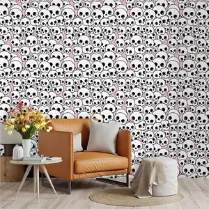 Cartoon Skull Wallpaper, PVC Adhesive Backing, Easy Peel & Stick, Kitchen/living Room/bedroom Decor, Large Area Wall Transformation