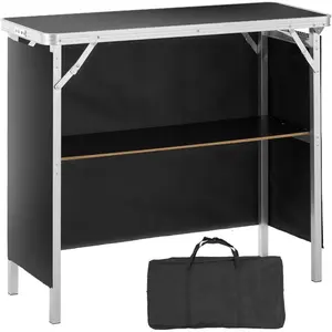 VEVOR Extra Long Folding Portable Bar Tradeshow Podium Table for Indoor, Outdoor, Party, Picnic, Exhibition, Includes Carrying Case, Storage Shelf and Black Skirt, 77.95x 15.16x 34.65VEVOR Super Brand Day