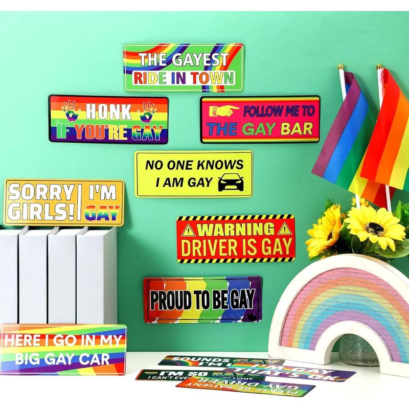 12 Pcs Gay Pride Funny Magnet Bumper Sticker LGBT Rainbow Pride Prank Magnetic Sign for Vehicle Truck Reusable Magnet Sticker for Fridge(Classic)