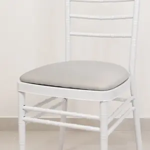 5 Pack Spandex Chiavari Chair Cushion Covers Silver - Washable Stretch Fitted Seat Pad Slipcovers for Dining Chairs