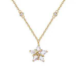 【Mother's Day gift】Lucky Star Necklace for Women - Original Star Design in Light Luxury Style with Man-Made Gemstones, Birthday or New Year Gift for Girlfriend & Best Friend