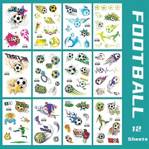 12 Colorful Football Stickers for Temporary Tattoos, Party Prizes, Birthday Gifts, Match Day Decorations, Perfect for Soccer Fans Parties