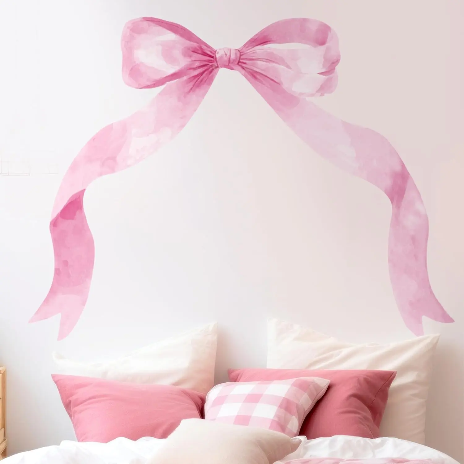 1Pc large pink bow tie wall sticker, suitable for background wall decoration in living rooms, bedrooms, bathrooms, etc., can be peeled off and pasted, room decoration, waterproof vinyl wall sticker. Christmas Party Decoration