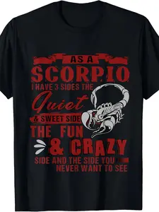 Unisex "Scorpio Trihedron" T-shirt - 100% cotton Scorpio zodiac print short-sleeved shirt with a casual crew neck design, suitable for Scorpio birthday gifts, parties, and everyday wear.