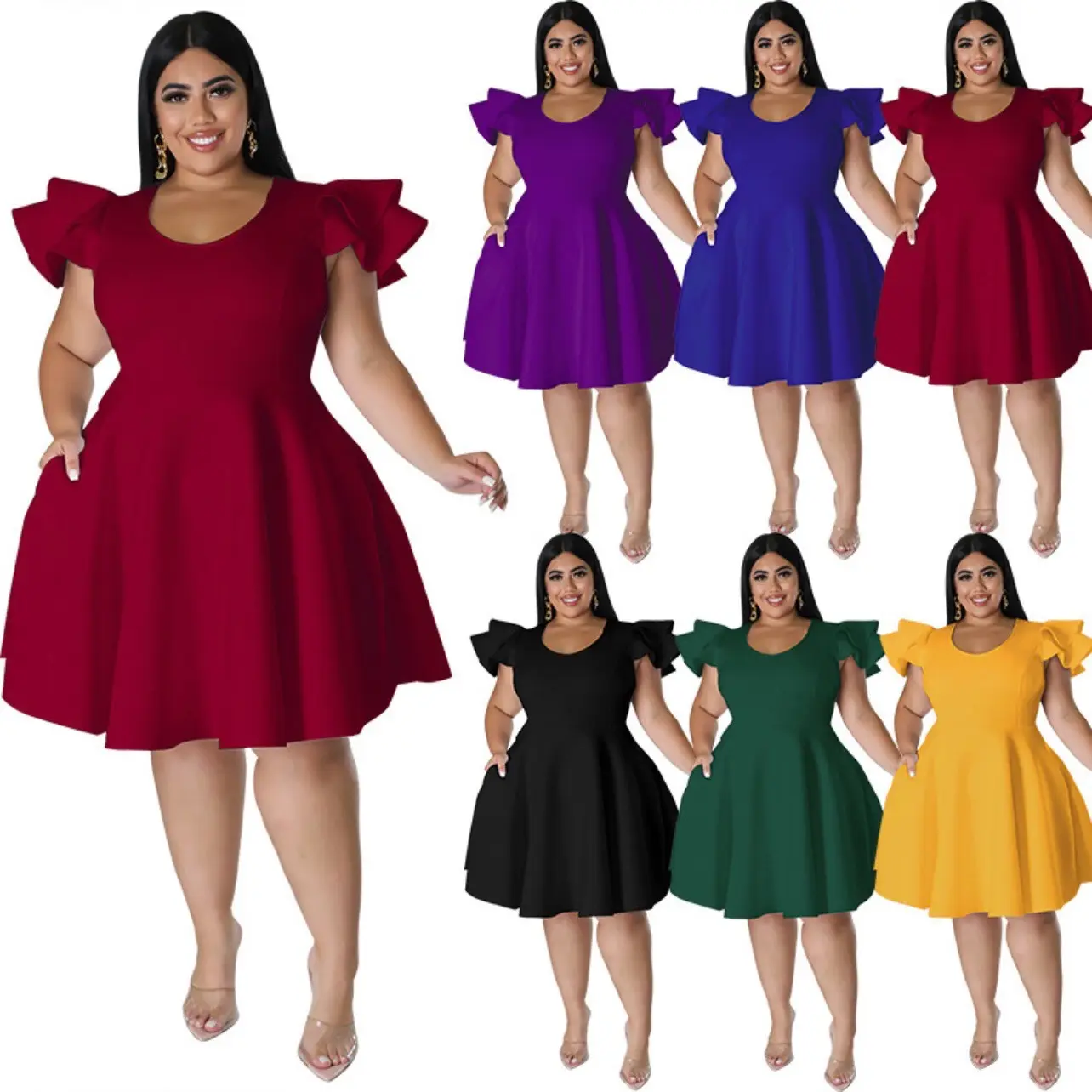Plus size Peplum Dress Casual