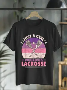 100% Cotton Unisex Just A Girl Who Loves Lacrosse Player Lax Lovers Lacrosse T-Shirt