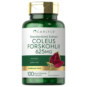 Carlyle Coleus Forskohlii Capsules | 625mg | 100 Count | Non-GMO & Gluten Free Standardized Extract | Forskolin Supplement