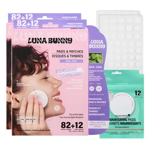 [Luna Bunny] 2PK Cica Acne Patches & Nourishing Toner Pads – Hydrocolloid Pimple Patches for Face, Korean Skincare Acne Spot Treatment with Cica, Non-Drying Facial Toner Pads, 82 Patches + 12 Pads Daily  Soothing