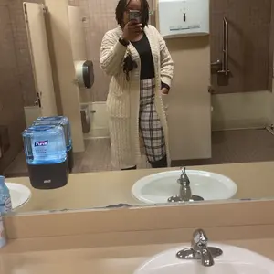 Product Review of Plus Plain Textured Drop Shoulder Cardigan, Casual Long Sleeve Pocket Coat for Women, Women's Plus Clothing for Spring & Fall from D**y B**l