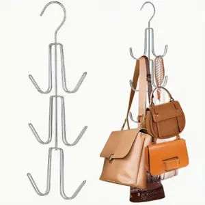 Rotatable Metal Bag Hanger, 2 Count Space Saving Bag Hanger, Bag Organizer for Closet, Home Organizer for Bag, Handbag, Purse, Pouch Holder