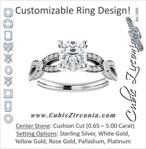 Cubic Zirconia Engagement Ring- The Catalina (Customizable Cushion Cut)