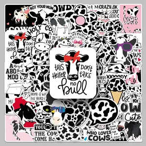 50pcs cow fun stickers cartoon black and white spots creative cute decorative Funny Stickers file box notepad waterproof stickers