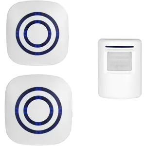 Driveway ,  Entry Alert, Visitor Door Bell Chime with 2 Plug-in Receiver and 1 PIR Motion Sensor Detector Alert System, Quality Sound and LED, 38 Melodies
