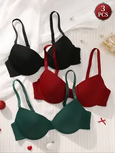 Women's Adjustable Strap Push-Up Everyday Bra, Soft Breathable Medium Elastic Lined Underwear, Summer Beach Wear, All Seasons