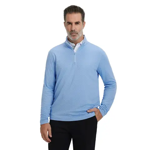 MAELREG Quarter Zip Pullover Men Jacquard Dry Fit Moisture Wicking Long Sleeve Golf Casual Stretch Sweatshirts For Men