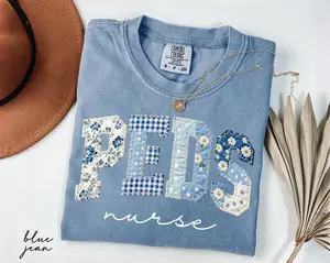 Comfort Colors Pediatric Nurse Floral Shirt, Peds Faux Patchwork Tee, PICU Nurse Gift, Pediatric Nursing Team Tee, Gift For Pediatric Nurse