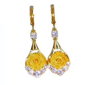 Gold Plated Crystal Tassel Earrings