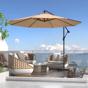 EROmmy 10ft Offset Patio Umbrella - Outdoor Hanging Umbrella with Easy Tilt, 99.9% UV Protection, Sturdy Iron Frame for Garden, Backyard