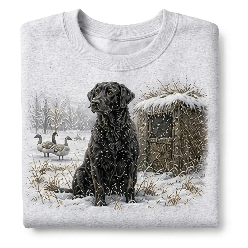 Black Labrador Winter Snow Sweatshirt - Classic Outdoor Country Dog Breed Crewneck Pullover for Men Women