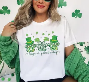 Happy St. Patrick’s Day Sweatshirt/Hoodie/T-Shirt, Lucky Shamrock Paw Print Shirt, Irish Green Hat Clover Design, Cute Casual Top for Men and Women