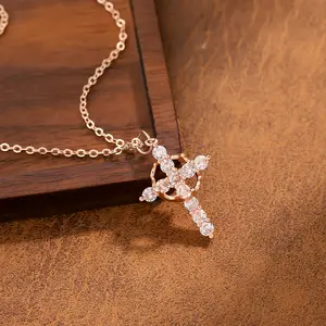 Necklace Accessories Simple Cross Pendant Necklace Women's Fashion Metal Single Layer Double Layer Three Layer Stacked Style Collarbone Chain Accessories Zinc Alloy Material