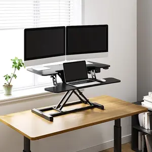 Motorized Alcove Riser EM7, Motorized Stand up Riser for Monitor and Laptop, Height Adjustable, Black