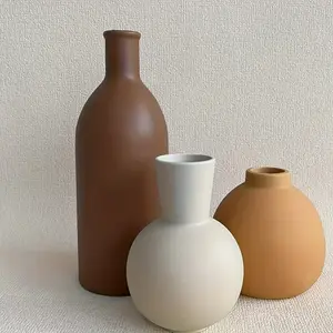 A set of three Morandi ceramic vases, suitable for decorating TV cabinets and entryways, new Chinese-style vases for living rooms, study rooms, bedrooms, and offices, home floral decorations, a gift for elders and friends