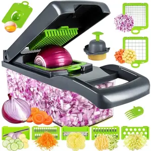 16-in-1 Multifunctional VegetableChopper, Durable Vegetable Slicer, GarlicChopper, Onion and Potato Grater, KitchenShredder, Kitchen Accessories, VeggieChopper, Fruit and Vegetable Slicer