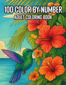 100 Color By Number Adult Coloring Book: Large Print Color by Number 2025 Adult Coloring Pages for Adults