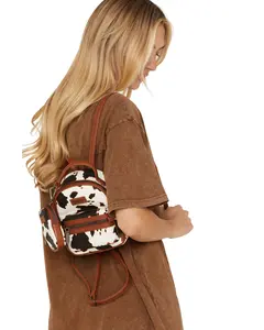 Wrangler Women's Cow Print Mini Backpack - Wg133-8600-Br