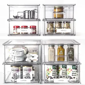 Stackable Storage Drawers, Large - 2 Pack, Clear | THE CRATE COLLECTION | Storage Bins With Drawers | Bathroom Organizers | Under Sink Organizer | Vanity Cabinet Home Organization Kitchen Rack Fitting Plastic Light