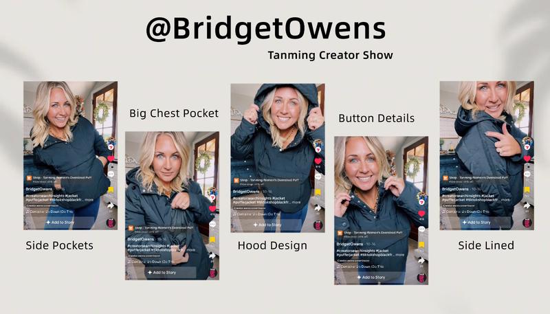 Tanming Women’s Oversized Hooded Pullover Puffer Jacket Cozy Lightweight Quilted Warm Hoodie with Chest & Side Pockets Fall Winter Spring Outwear Outfit TikTokShopBlackFriday