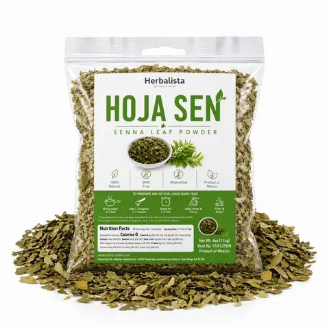 Premium Wildcrafted Senna Leaf Herbal Tea Beverage - 4oz (114g) - 100% Natural, Vegan, Non-GMO, Earthy, Authentic Mexican Loose Leaf for Traditional Infusions