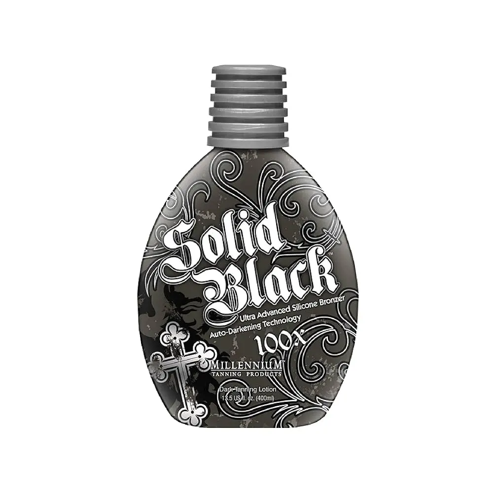 Millennium Tanning Solid Black 100X Tanning Lotion – Advanced Silicone Bronzer with Auto-Darkening Technology & Orchid Blush Fragrance, 13.5 oz