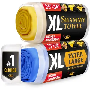 XL Shammy Towel for  - 2pk (34"x25") - Super Absorbent Chamois Cloth - Spots & Scratch-Free -   Drying Towels