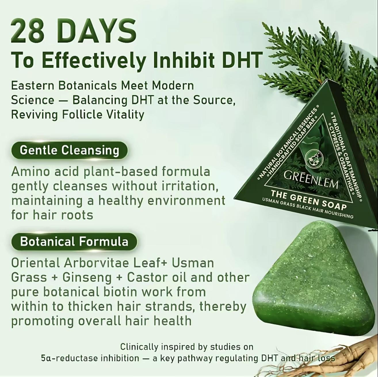 Anti-Hair Loss Shampoo Bar — 120g biotin-enriched herbal soap with 14 ingredients (Usma grass, ginseng, tea tree oil). Strengthens roots, cleanses, nourishes, protects, ideal for thinning hair. tiktokshopspringglowup