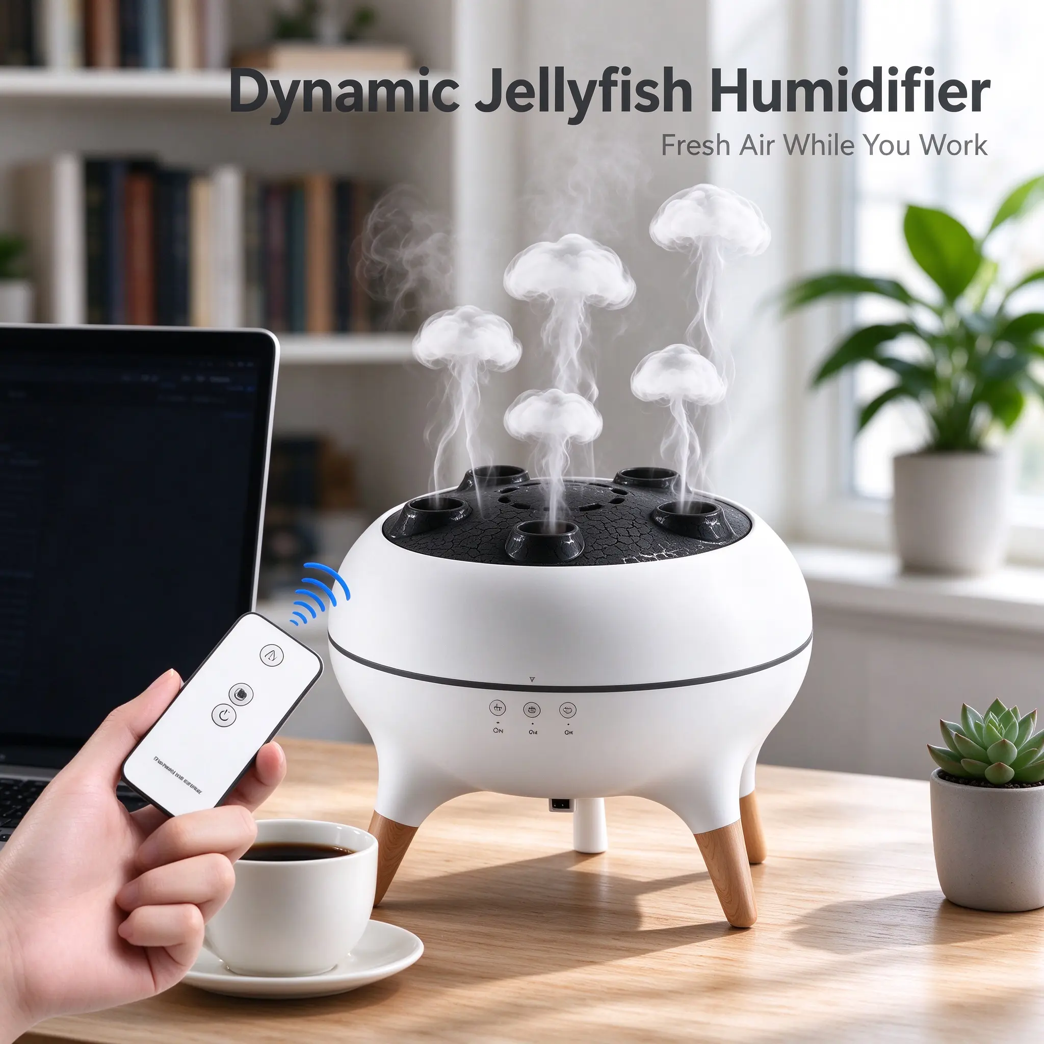 Ultrasonic Jellyfish Aromatherapy Diffuser 250ml - Cool Mist Humidifier with Remote Control, Colorful Night Light, Sound Activation for Bedroom, Office