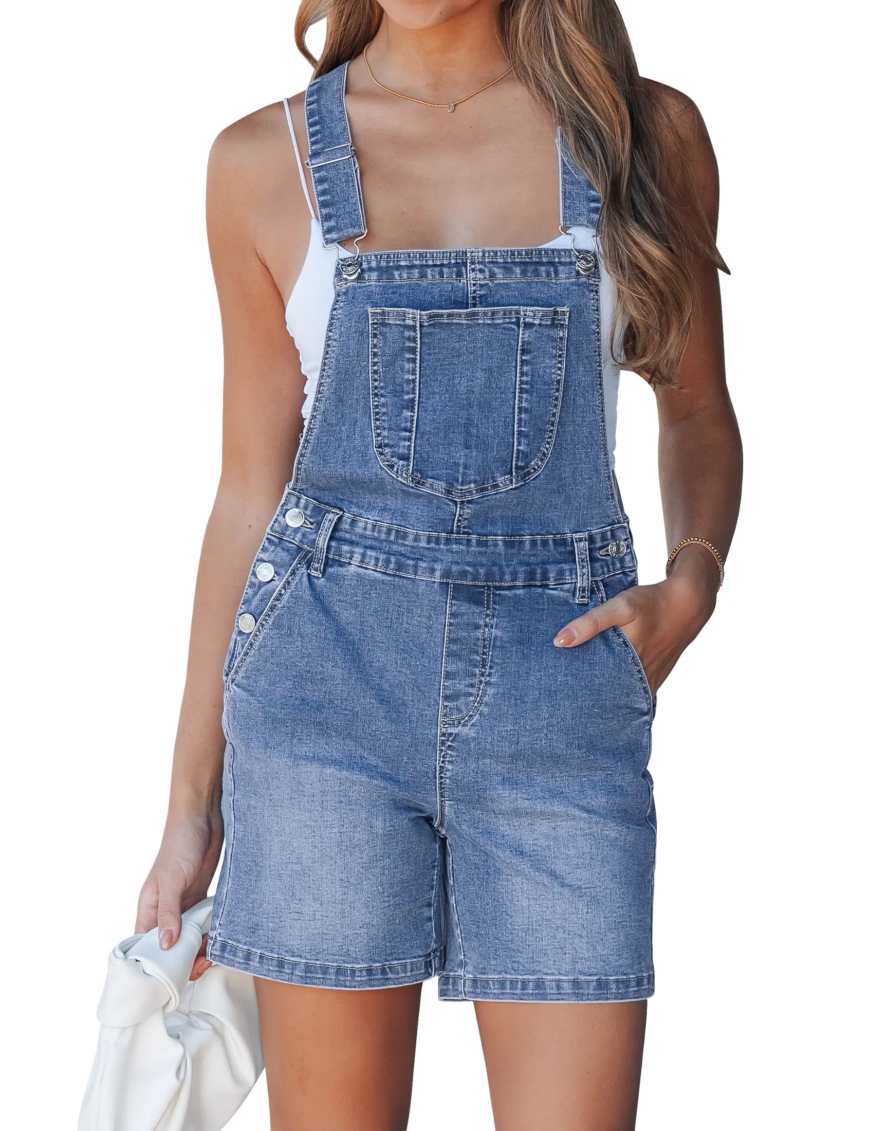 luvamia Denim Overalls for Women Loose Fit Baggy Jean Shorts Overall Bib Summer Casual Stretchy Adjustable Shortalls