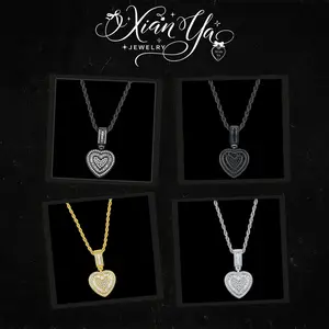 Hip Hop Heart Necklace  perfect for dates and parties.Made with 925 silver and stainless steel chain, it's resistant to oxidation and fading.Comes in an exquisite gift box, making it the perfect Valentine's Day gift ,Cubic,Diamond,Heart,Necklace Jewelry